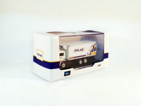 Miniatura de caminhão personalizado, fabricação nacional, baú truck frigorífico, cabine VW Worker em escala 1:87 e personalização Polar.