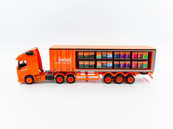 Miniatura de caminhão, projeto especial Suvinil, bau expositor de latas