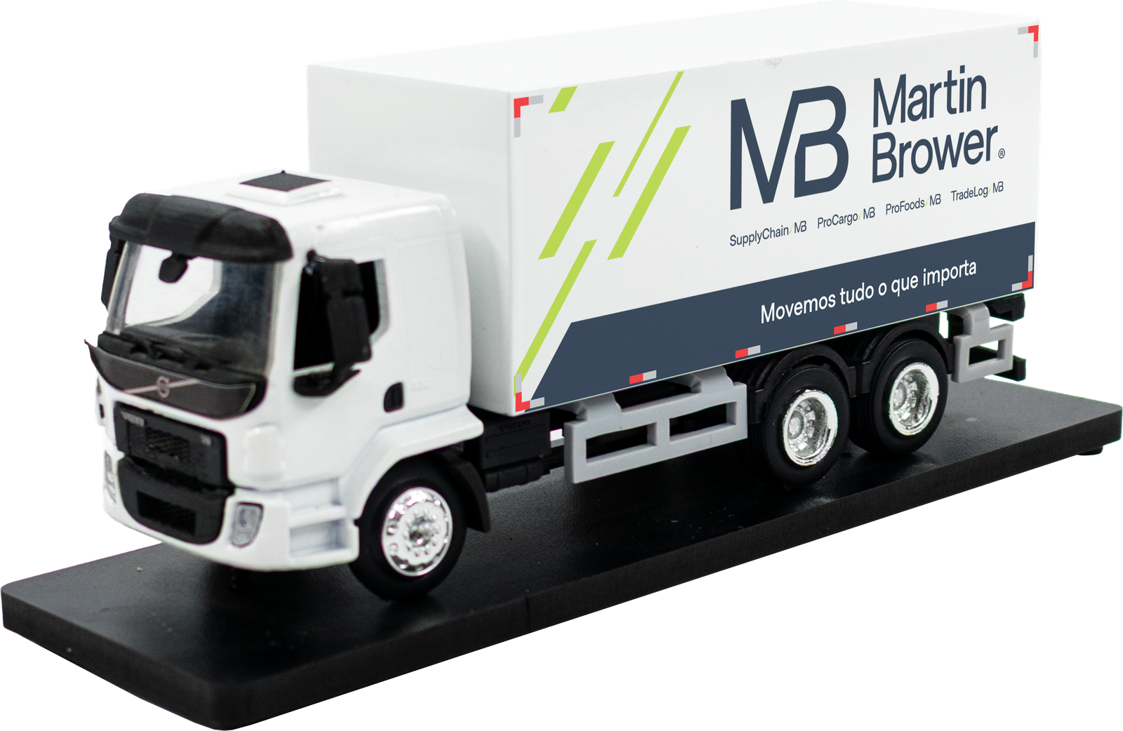 Miniatura de caminhão baú truck, personalização Martin Brower e cabine Volvo VM